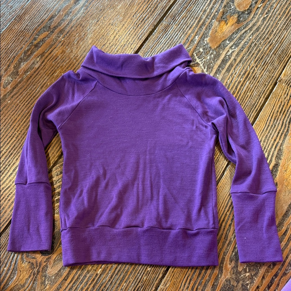 Girls Purple Cowl Neck Marino Wool Sweater